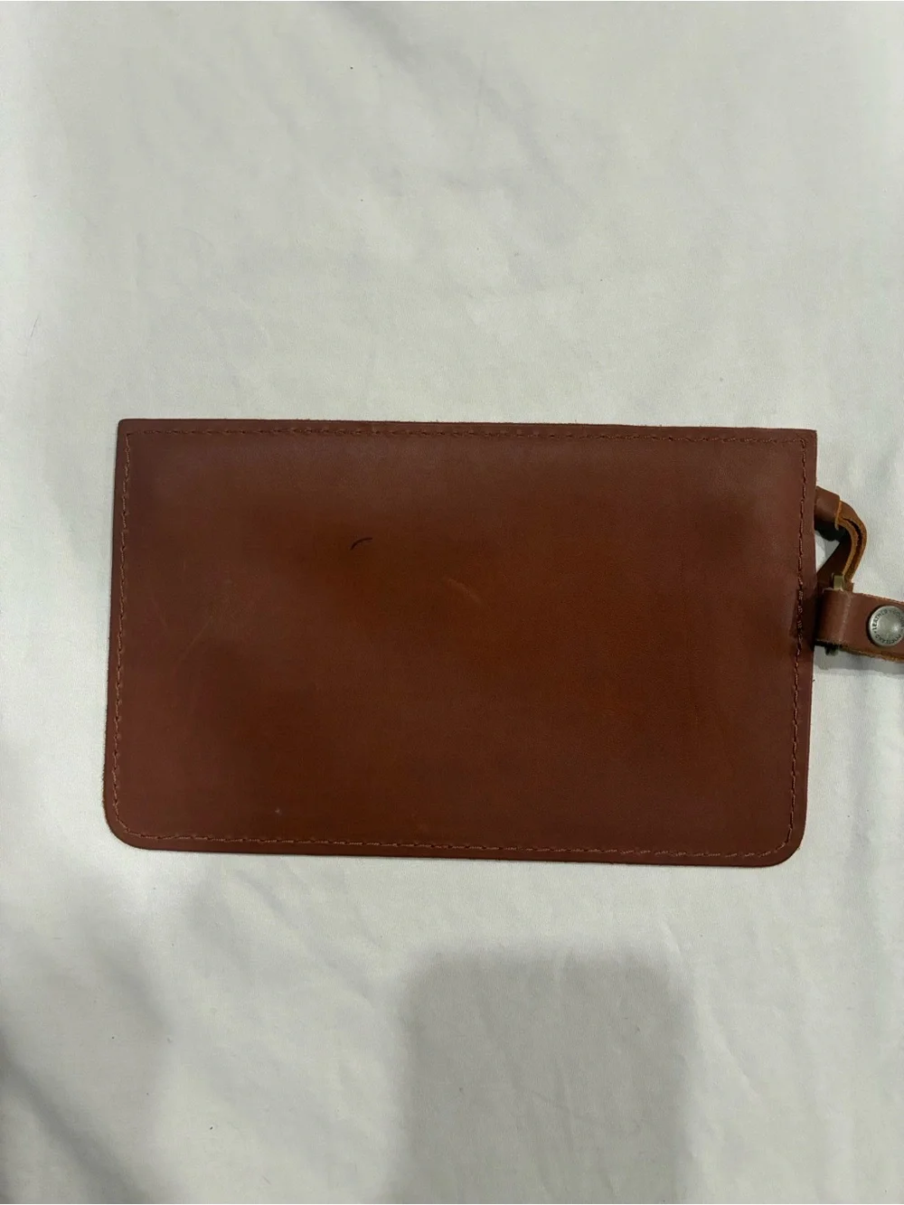 Portland Leather Goods brown leather wristlet zipper pouch with removable strap